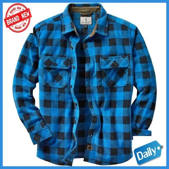 Men's Heavyweight Fleece Button-Up Shirt with Chest Pocket